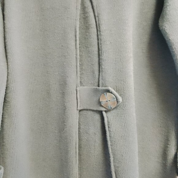 Women's Vintage Willow Boho Long Gray Sweater Coat with Fancy Buttons Large - Picture 8 of 10